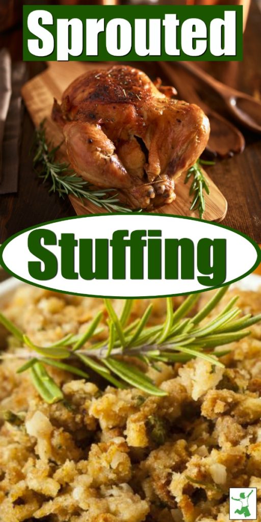 traditional sprouted stuffing next to a turkey
