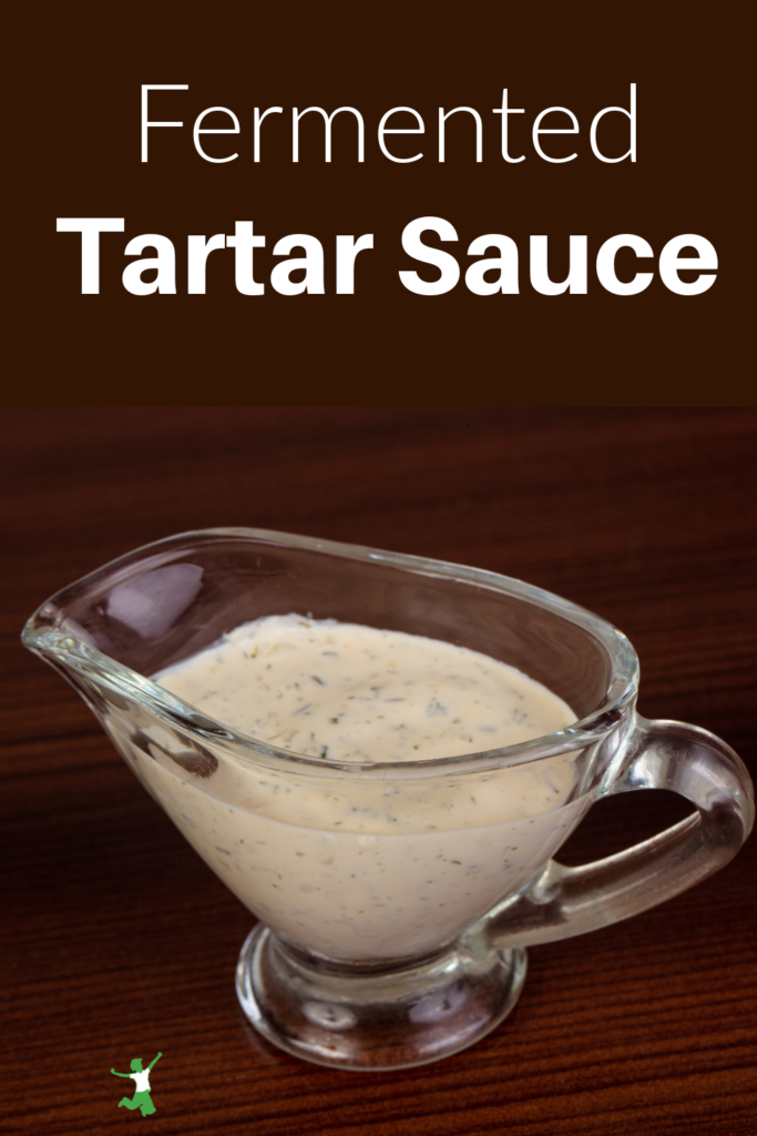 healthy tartar sauce in glass sauce boat