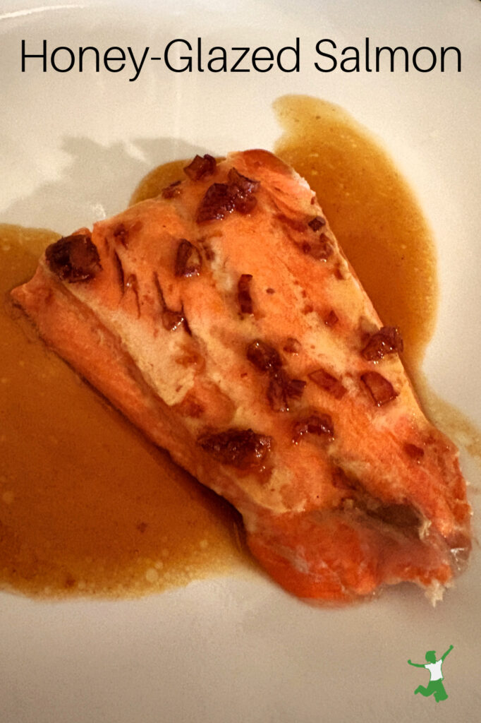 honey-glazed salmon on white plate