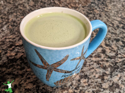 bone broth latte in ceramic mug