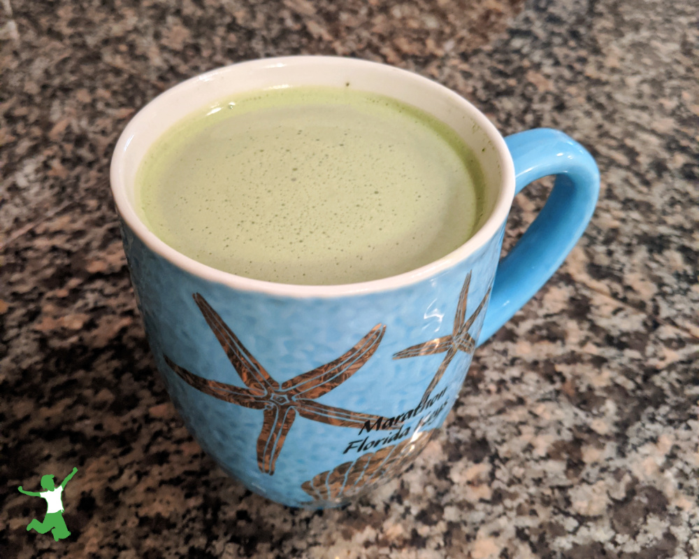 bone broth latte in ceramic mug