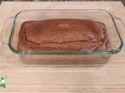 soaked sandwich bread in glass loaf pan