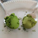 real matcha and decaf green tea powder on spoons