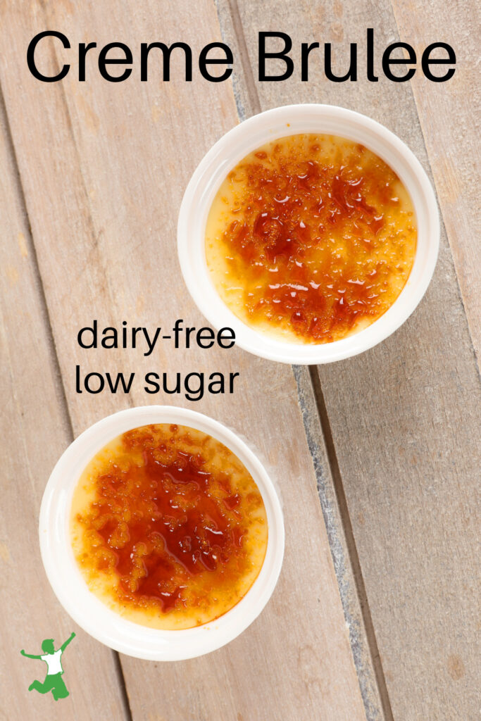 dairy-free creme brulee in a ramekin with spoon